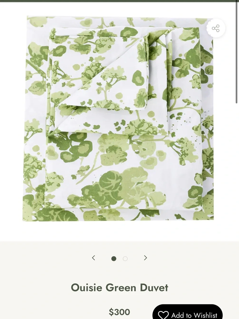 Biscuit Home Ouisie Green Floral Duvet Cover - White & Green